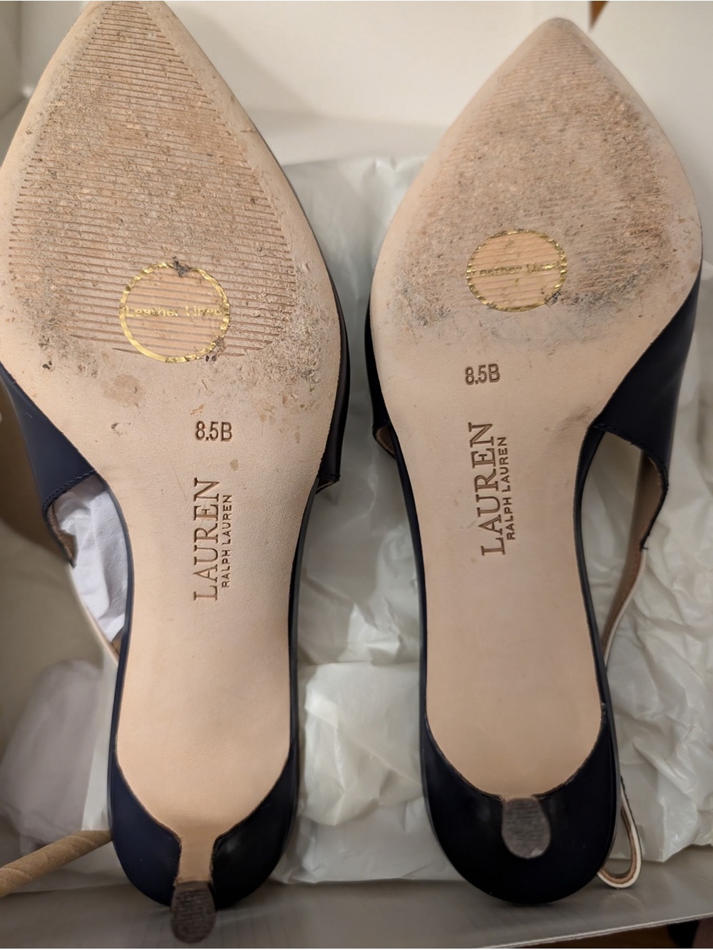 LAUREN Ralph Lauren Navy/White Heeled Mule (8.5 B) - Picture 5 of 6
